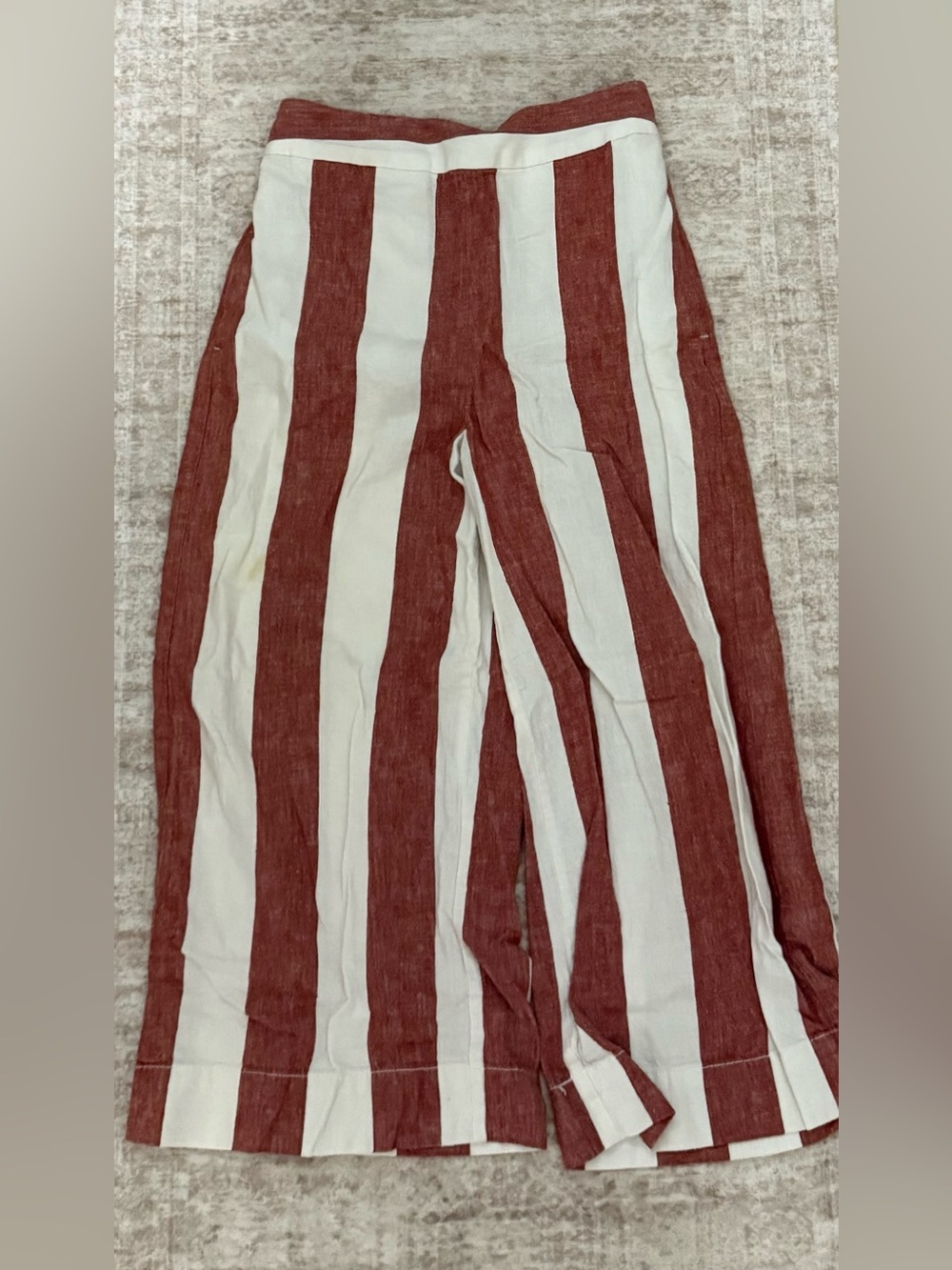 Madewell Red and White Vertical Stripe Wide-Leg Pants